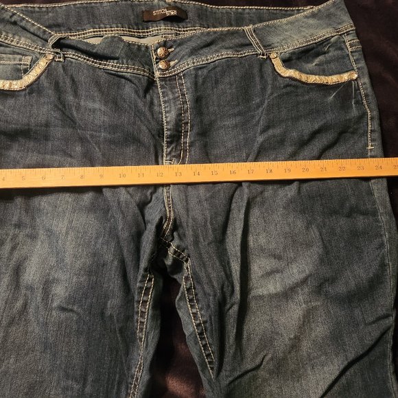 Stitch Star Bling Thick Stitch Boot Cut Denim Jeans Plus Size 26W - Picture 9 of 14